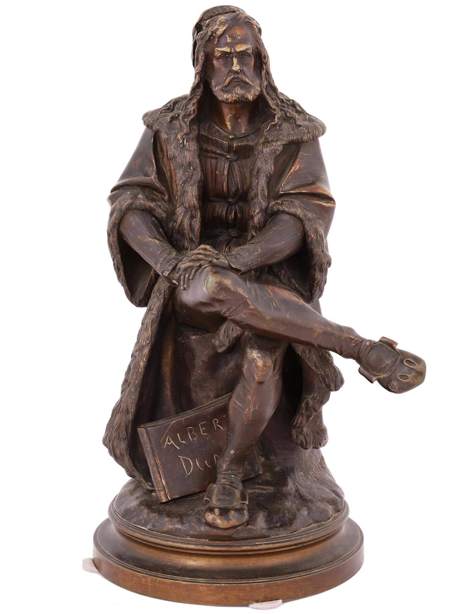 FRENCH BRONZE FIGURE OF ALBRECHT DURER BY CARRIER PIC-0